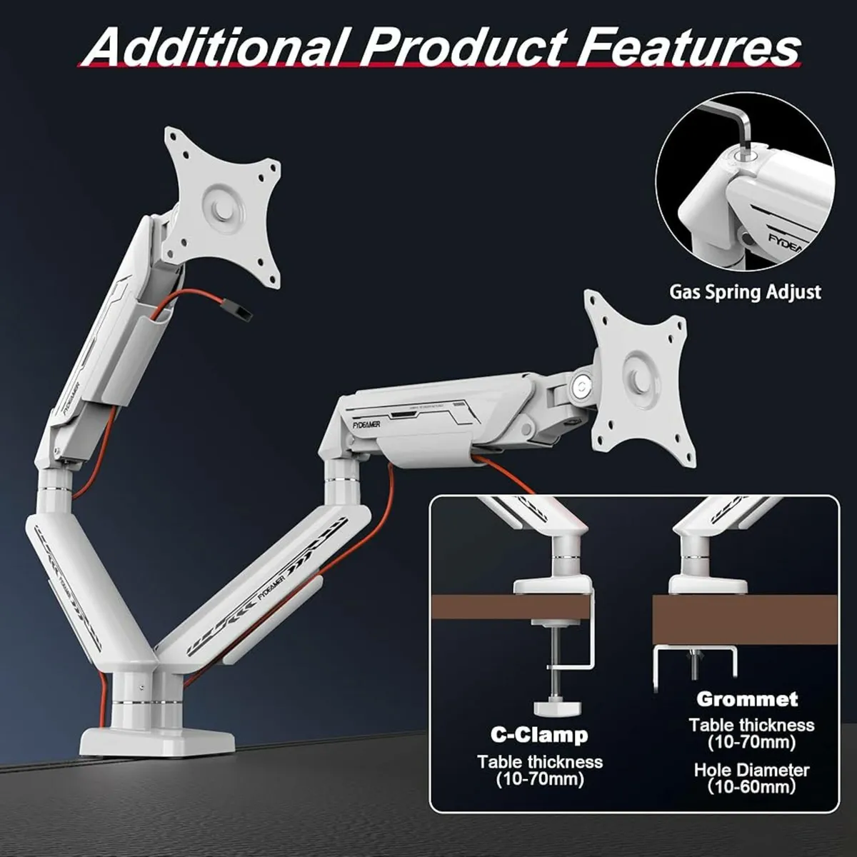 Dual Monitor Arm for 17-35" Screens up to 11 kg, E - Image 3