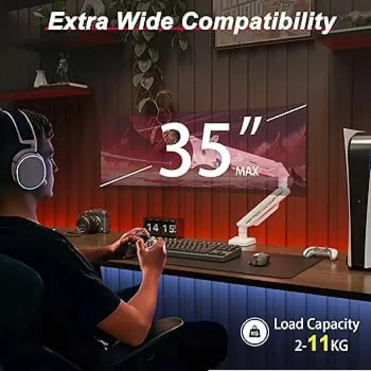 Dual Monitor Arm for 17-35" Screens up to 11 kg, E - Image 2