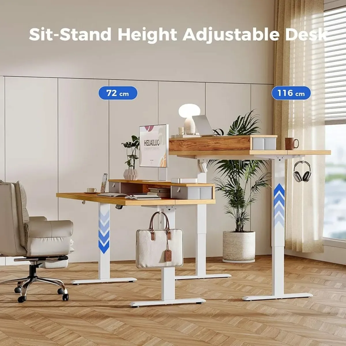 Electric Adjustable Height Desk with 2 Drawers, 12 - Image 2