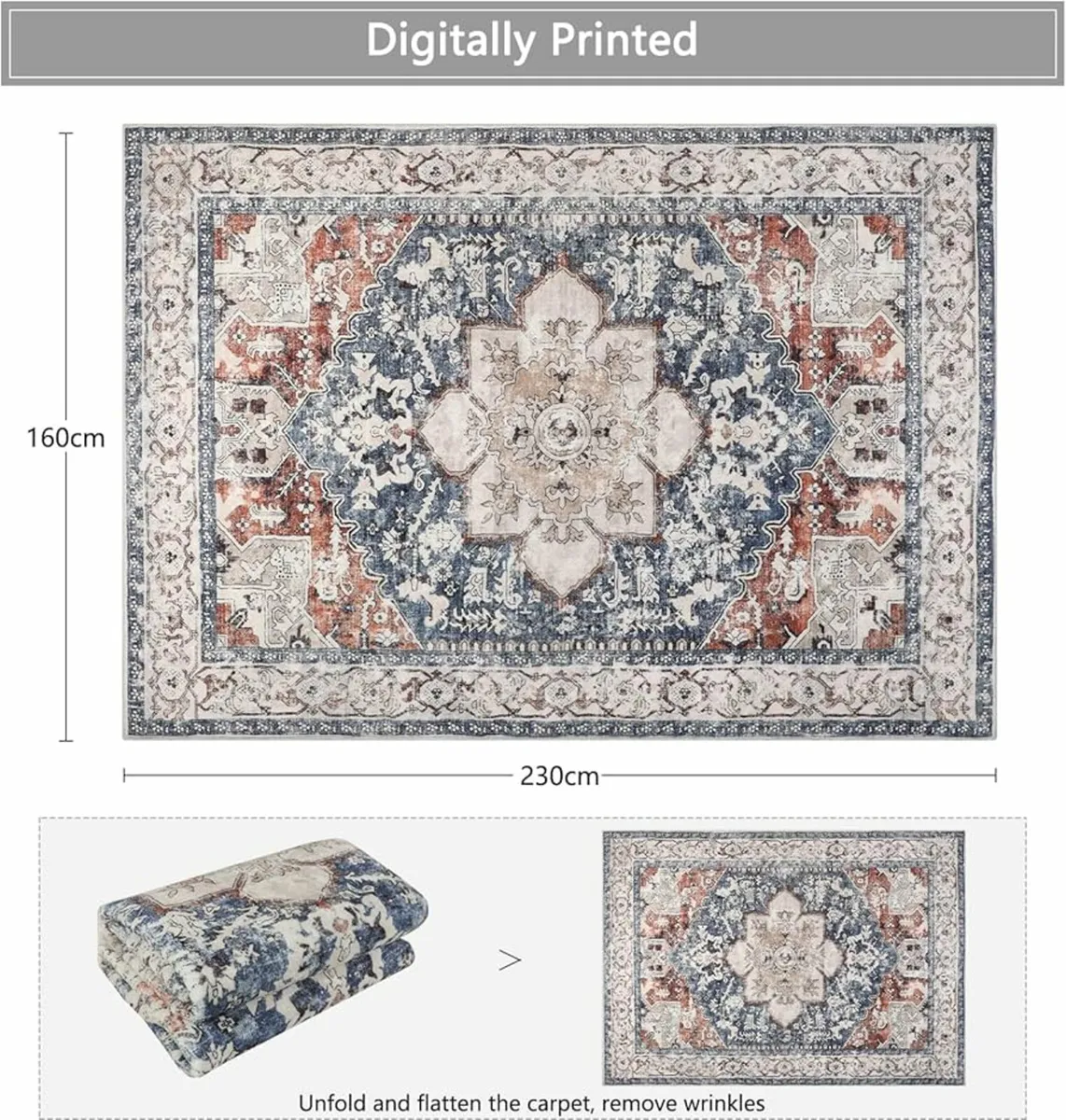 Rugs Living Room Large 160x230cm Machine Washable - Image 2