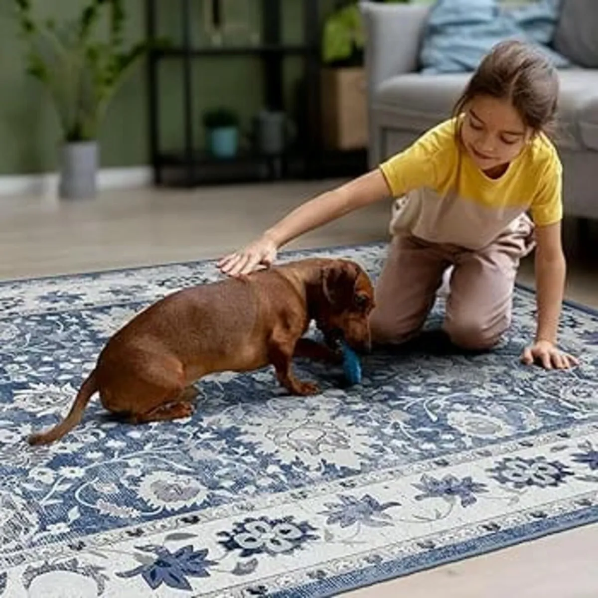 Blue Rugs Living Room - 160x230 cm Machine Washabl - Image 3