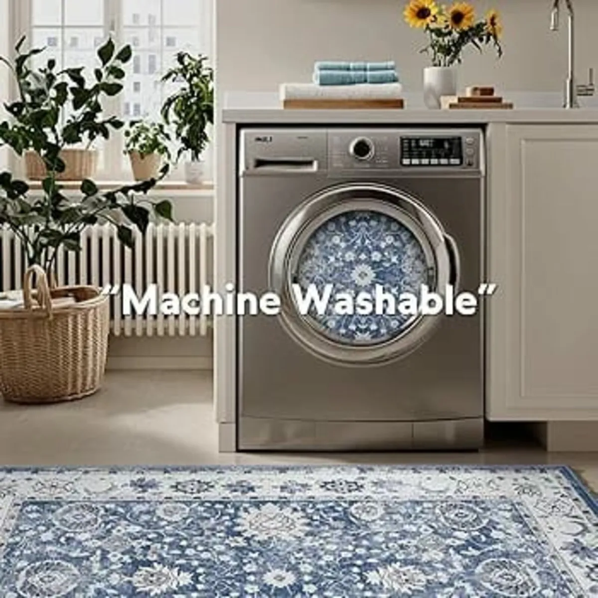 Blue Rugs Living Room - 160x230 cm Machine Washabl - Image 2