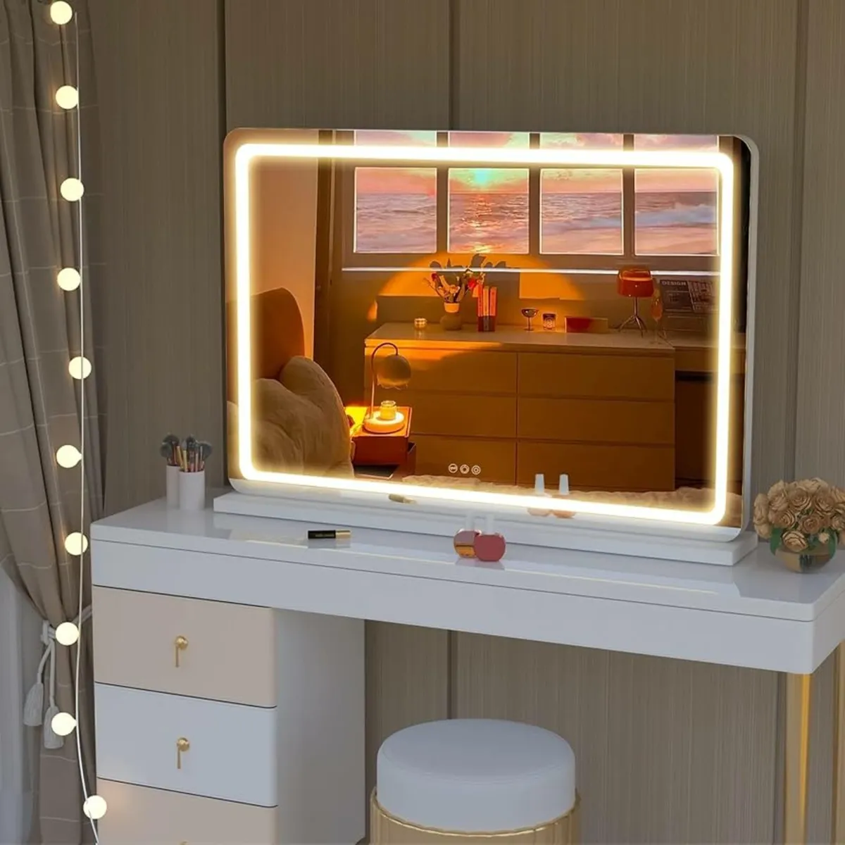 Vanity Mirror with Lights, 80 x 58cm LED Makeup Mi - Image 2
