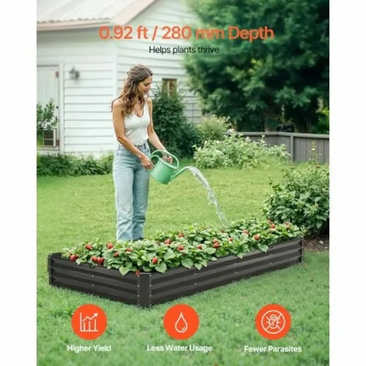 Metal Raised Garden Bed, 8 x 4 x 1 ft Outdoor Galv - Image 2
