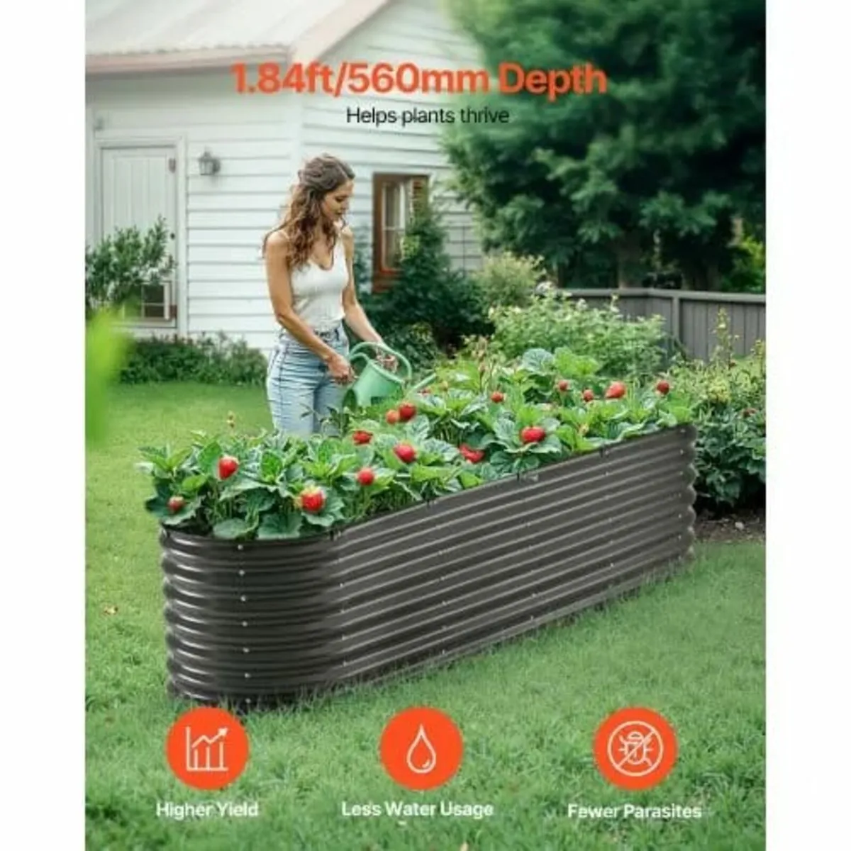 l Raised Garden Bed, 8 x 2 x 2 ft Outdoor Galv - Image 2