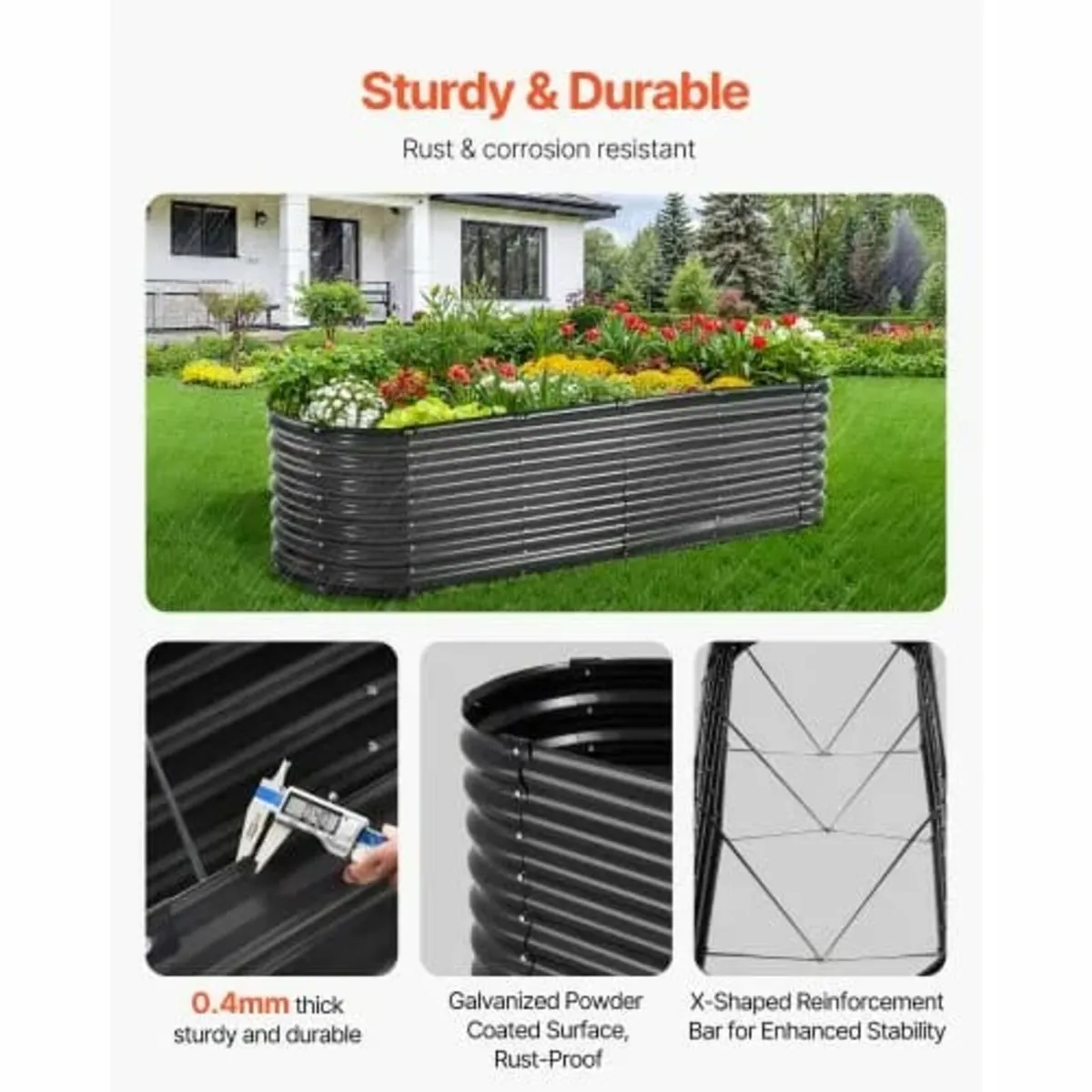 l Raised Garden Bed, 8 x 2 x 2 ft Outdoor Galv - Image 4