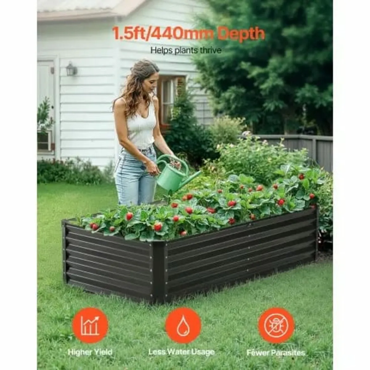 Metal Raised Garden Bed, 6 x 3 x 1.5 ft Outdoor Ga - Image 3