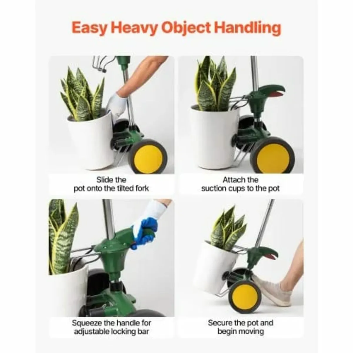 Garden Pot Mover, Heavy Duty Plant Dolly Cart with - Image 4
