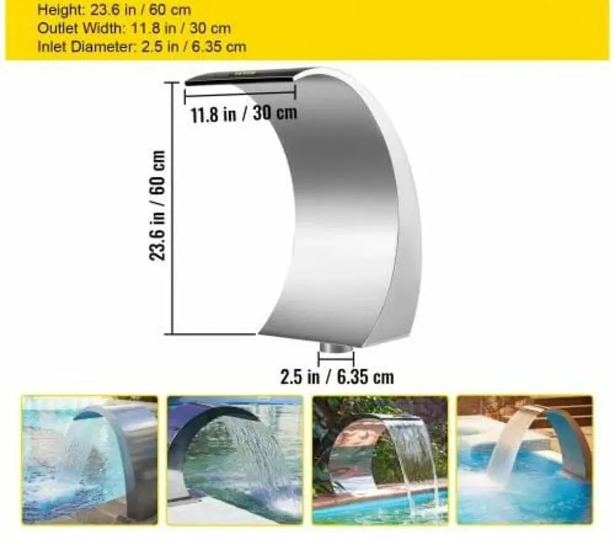 Stainless Steel Swimming Pool Fountain 11.8x 23.6 - Image 3