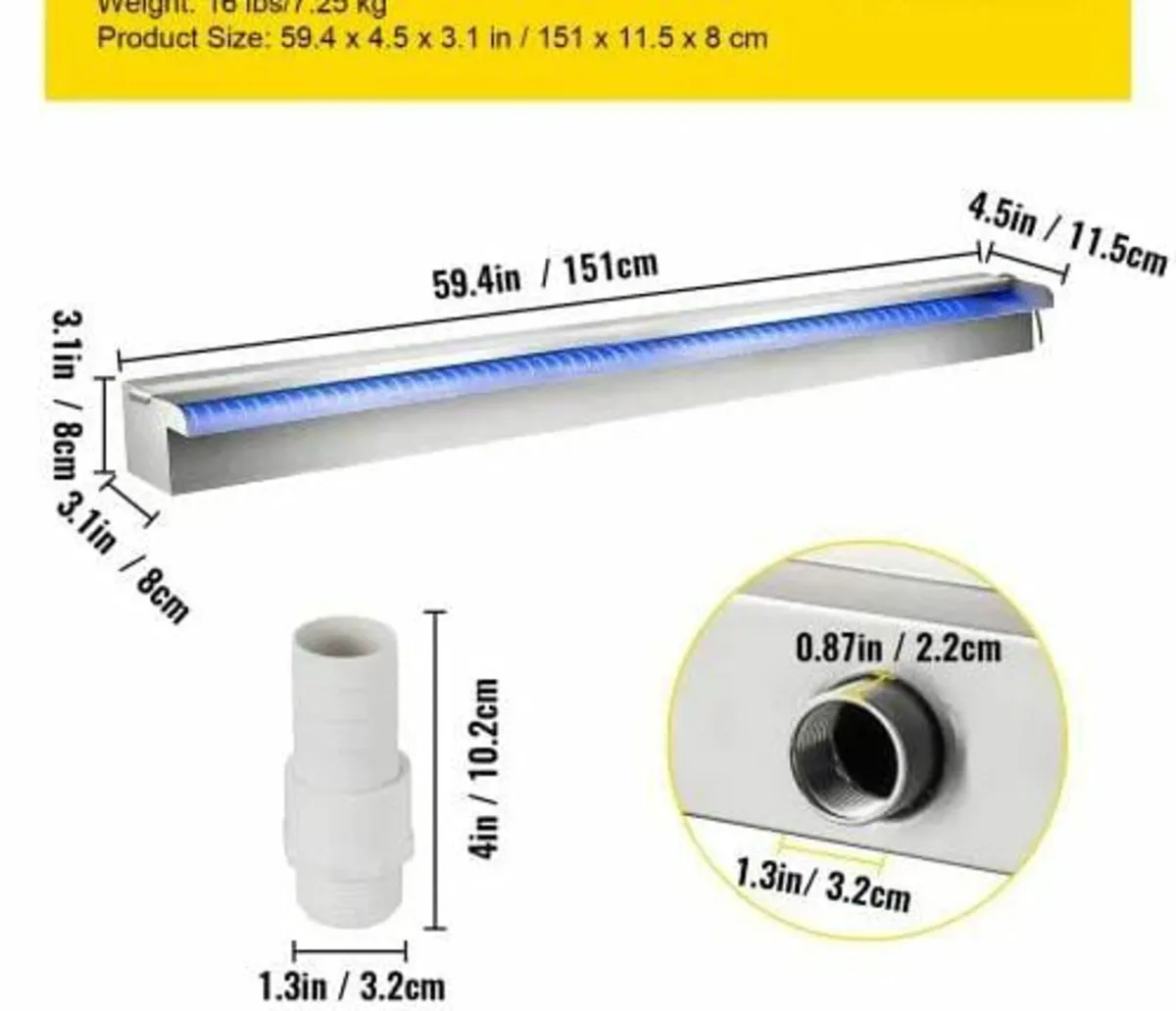 Swimming Pool Waterfall Spillway 151x11.5x8 cm Sta - Image 3