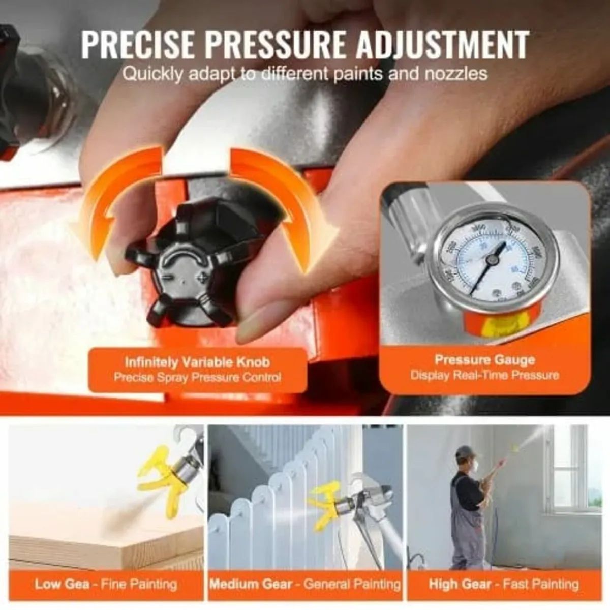 Diaphragm Airless Paint Sprayer, 1700 W Efficiency - Image 4