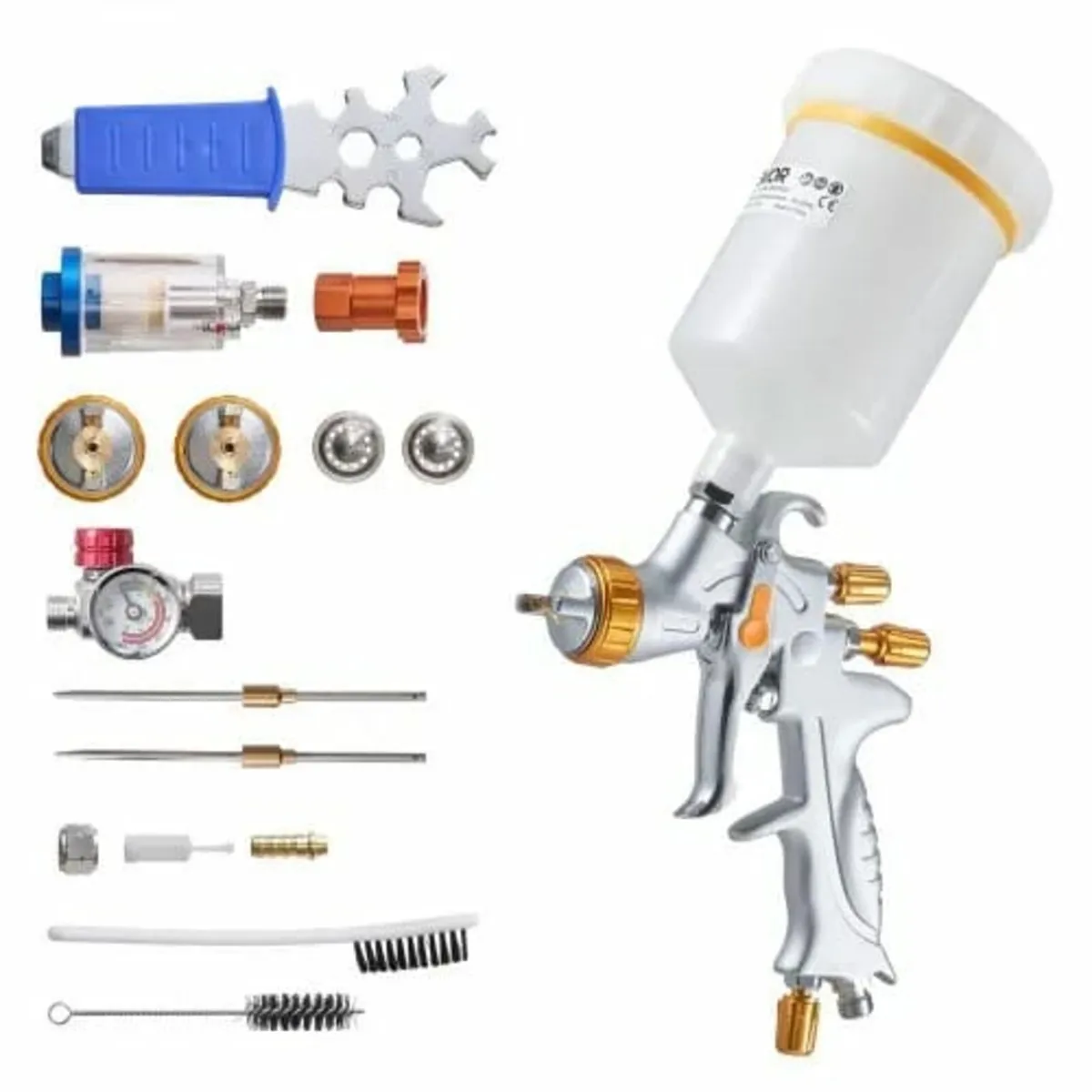 HVLP Air Spray Gun, Gravity Feed Paint Sprayer Gun - Image 1