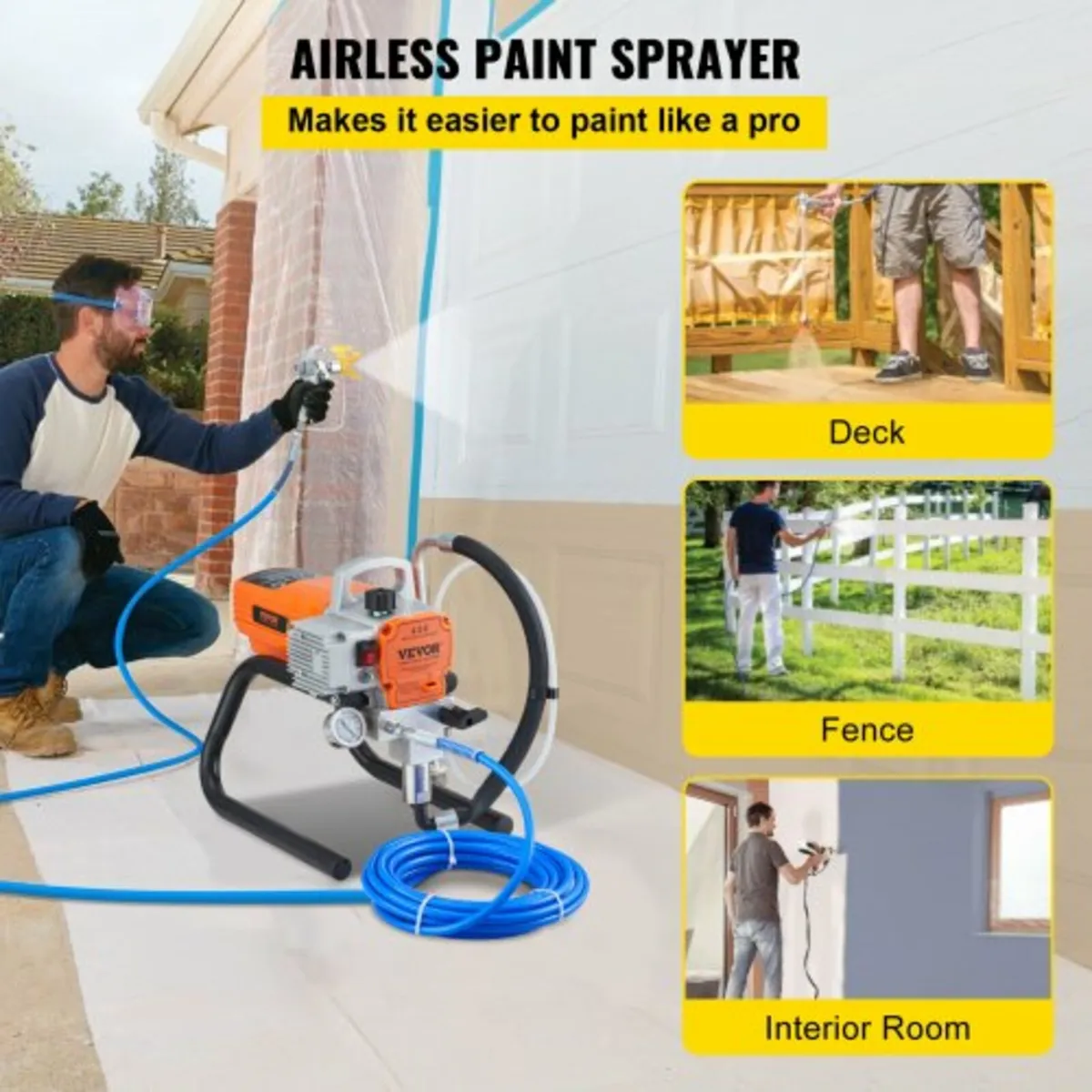1500W Airless Paint Sprayer, Hose Paint Gun 3000PS - Image 2