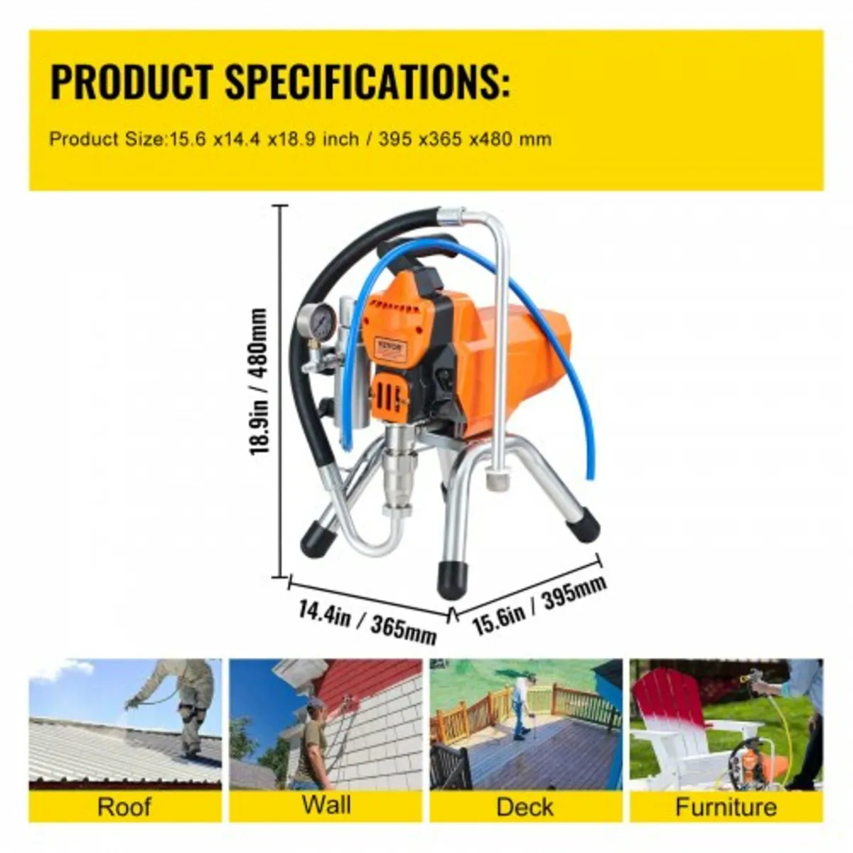 Airless Wall Paint Spray Gun with high pressure pi - Image 4