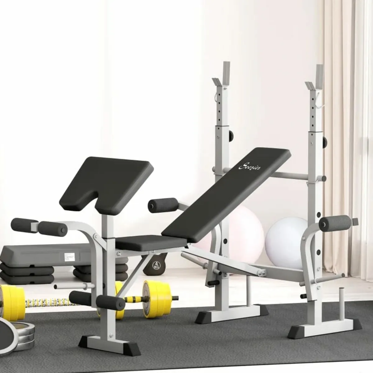 Adjustable Weight Bench with Squat Rack, Heavy Dut - Image 2