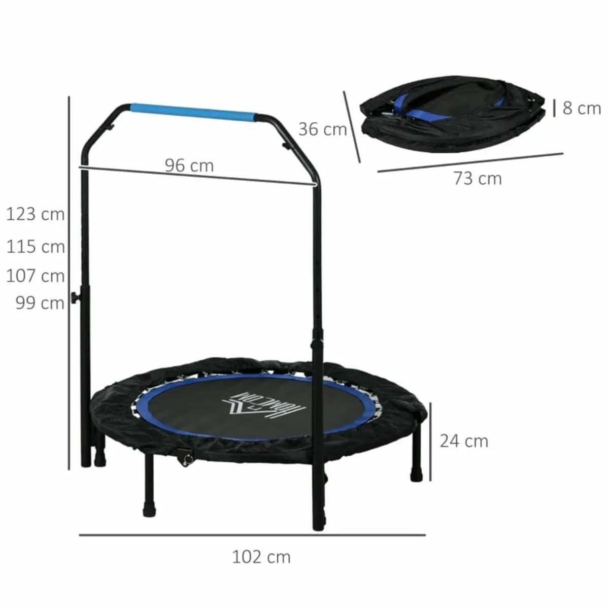 40" Foldable Mini Fitness Trampoline, with Adjusta - Image 4