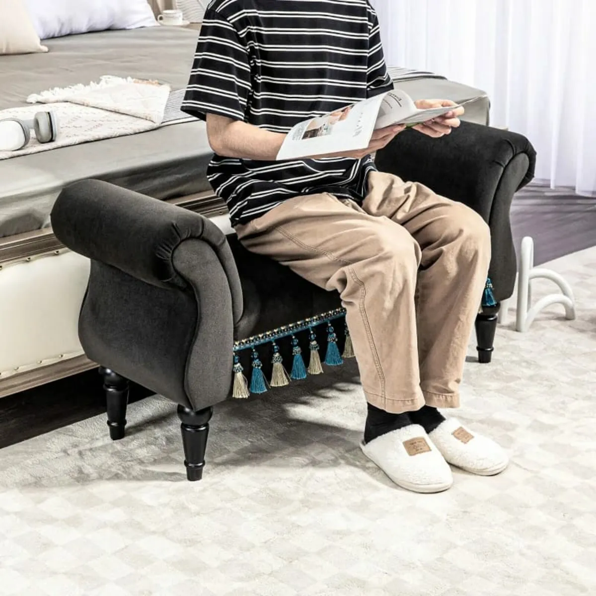 Upholstered Bench, Seat Bench, Vintage Design, up - Image 4