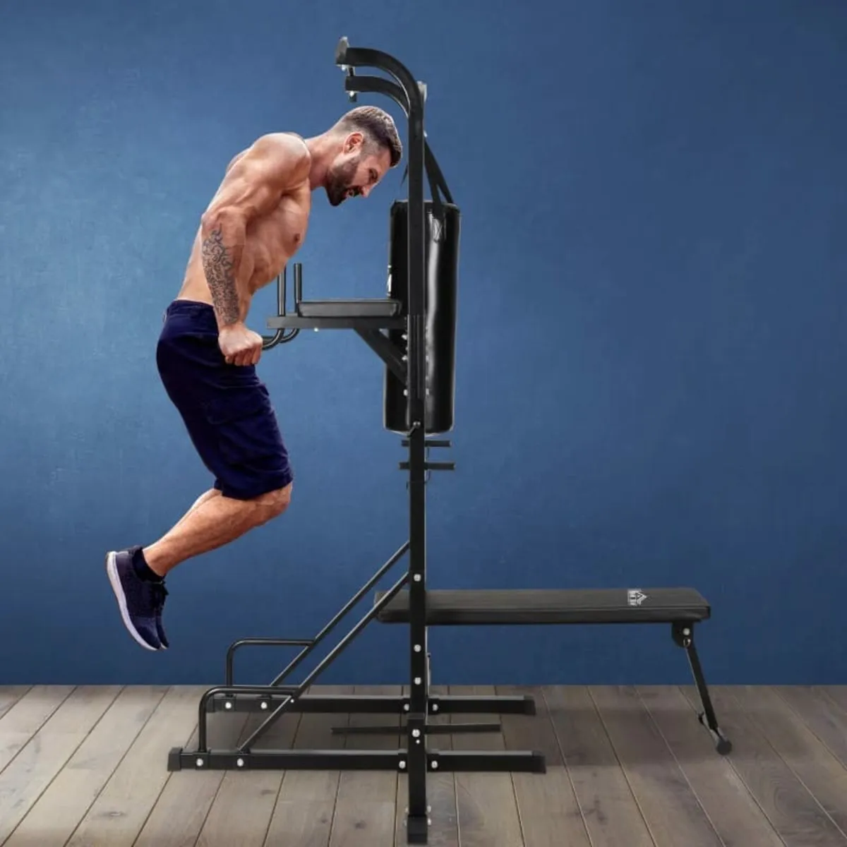 Home Gym Power Tower with Bench and Punching Bag, - Image 2