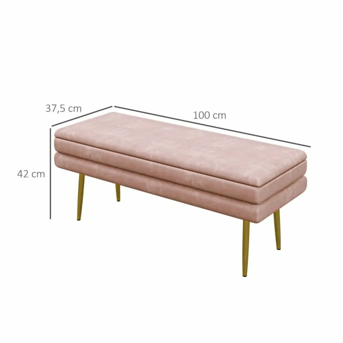 Upholstered Bench with Storage, Steel, 100 x 37.5 - Image 3