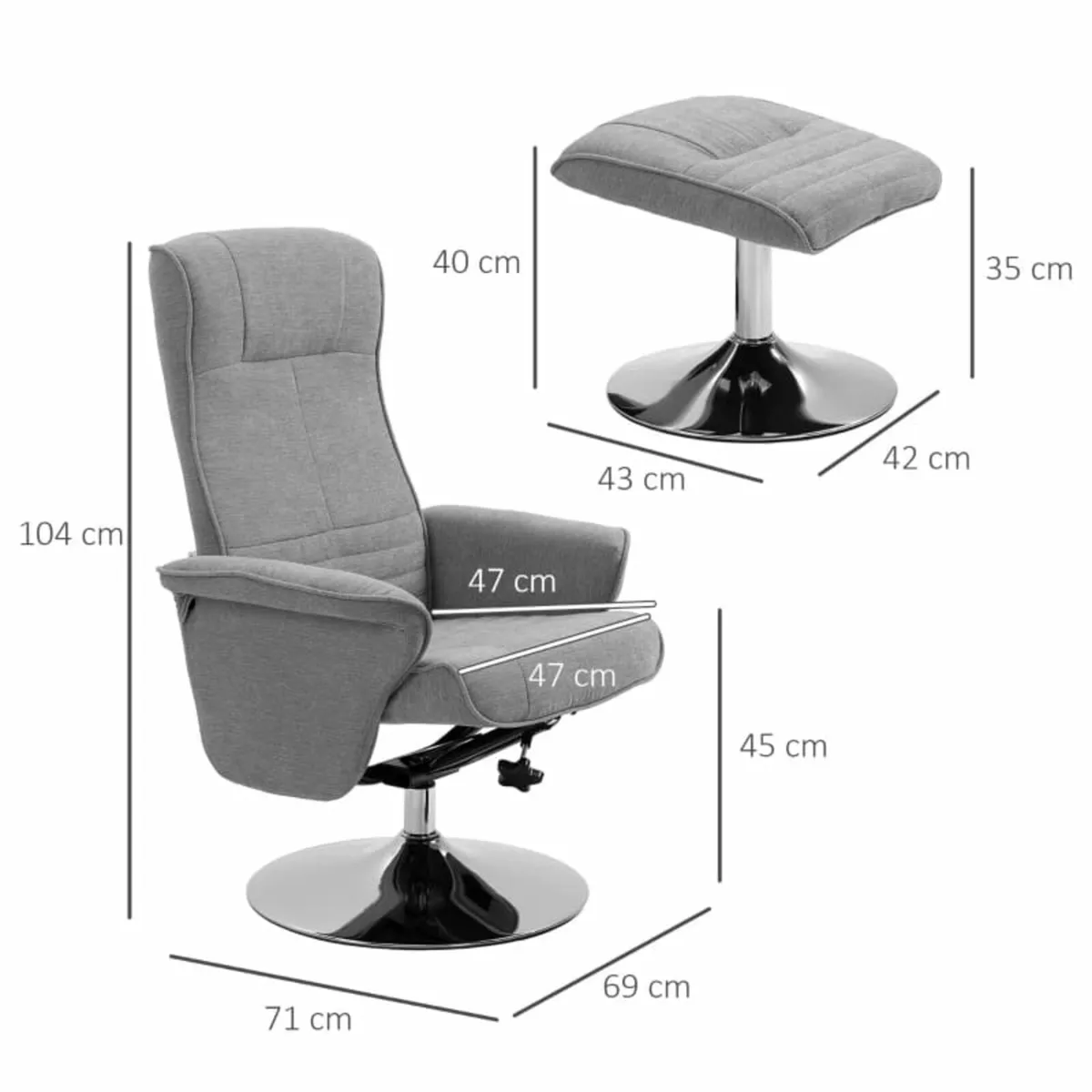 Recliner with Ottoman, swivel, adjustable backrest - Image 3
