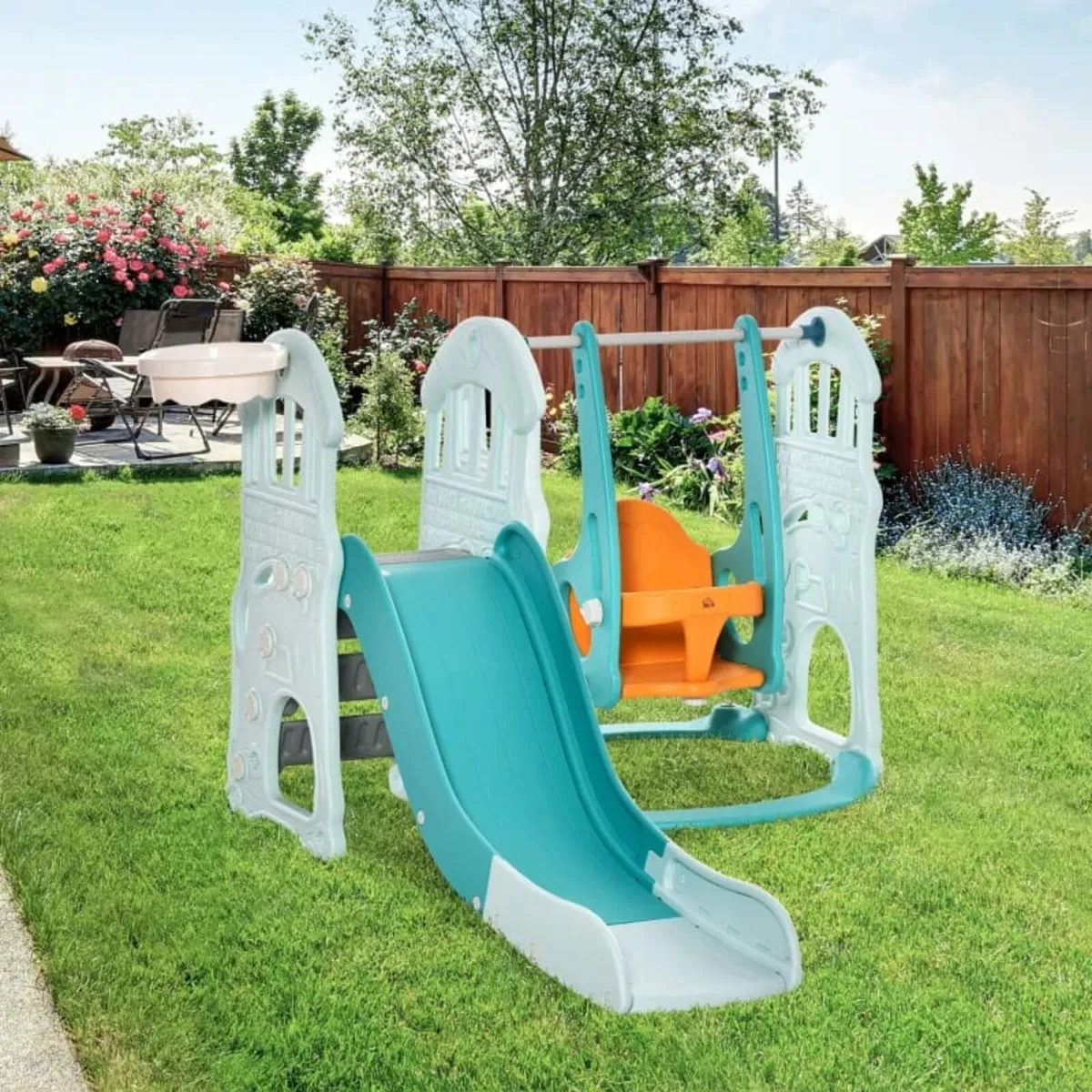 3 in 1 Kid Slide and Swing Set Activity Center w/ - Image 1