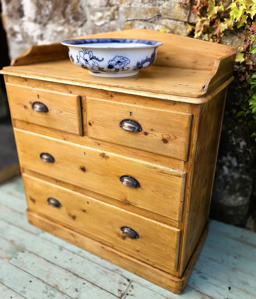 Victorian Pine Gallery Back Chest- Circa 1880 - Image 3