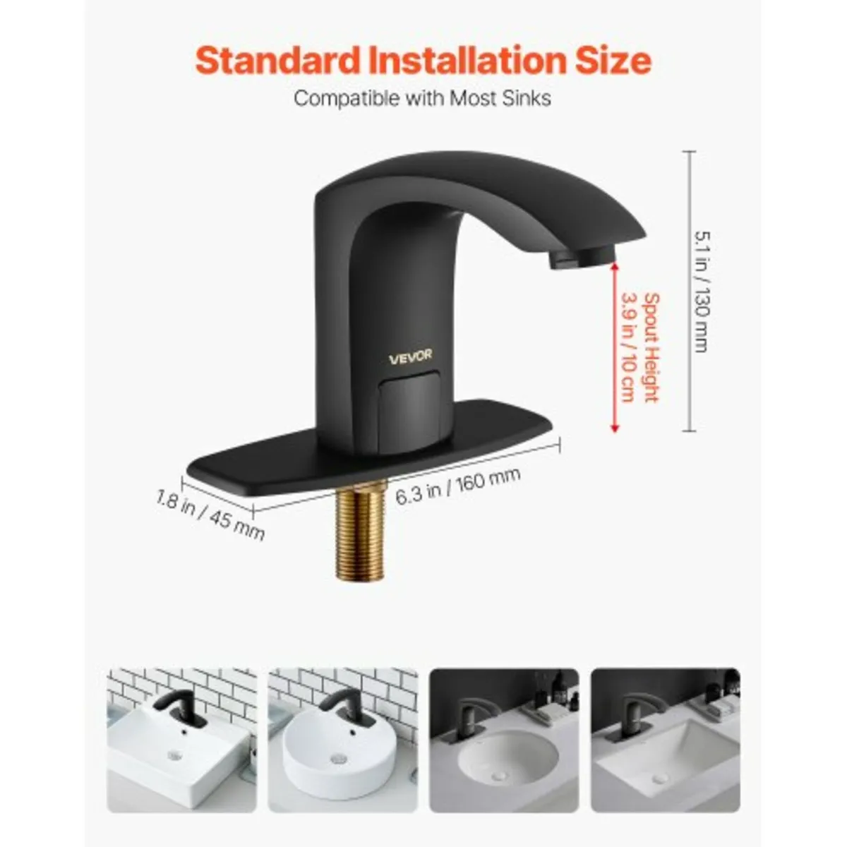 Black-Touchless Bathroom Sink Faucet, Automatic Mo - Image 4