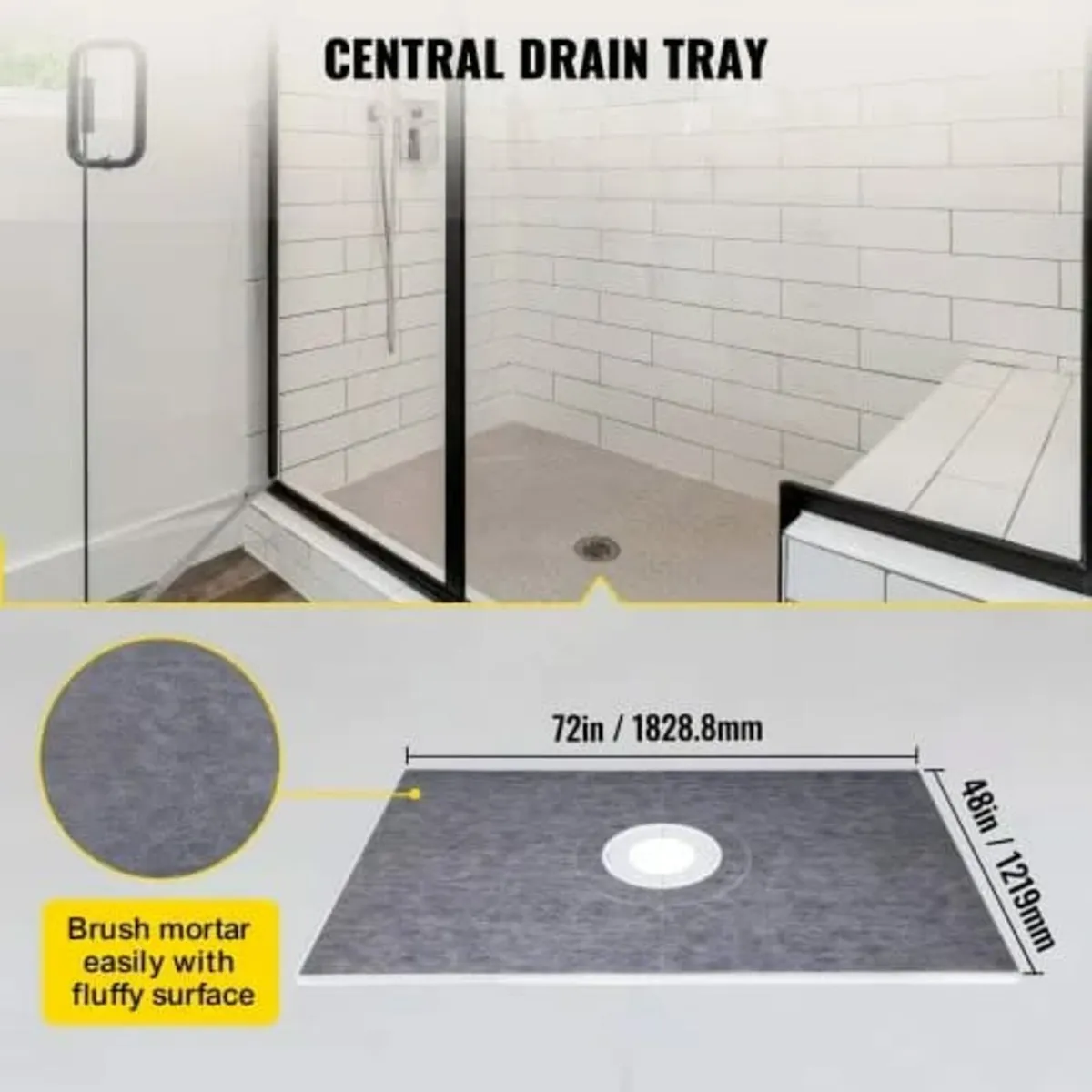 Waterproofing Shower Kit Shower Kit Tray 48''x72'' - Image 3
