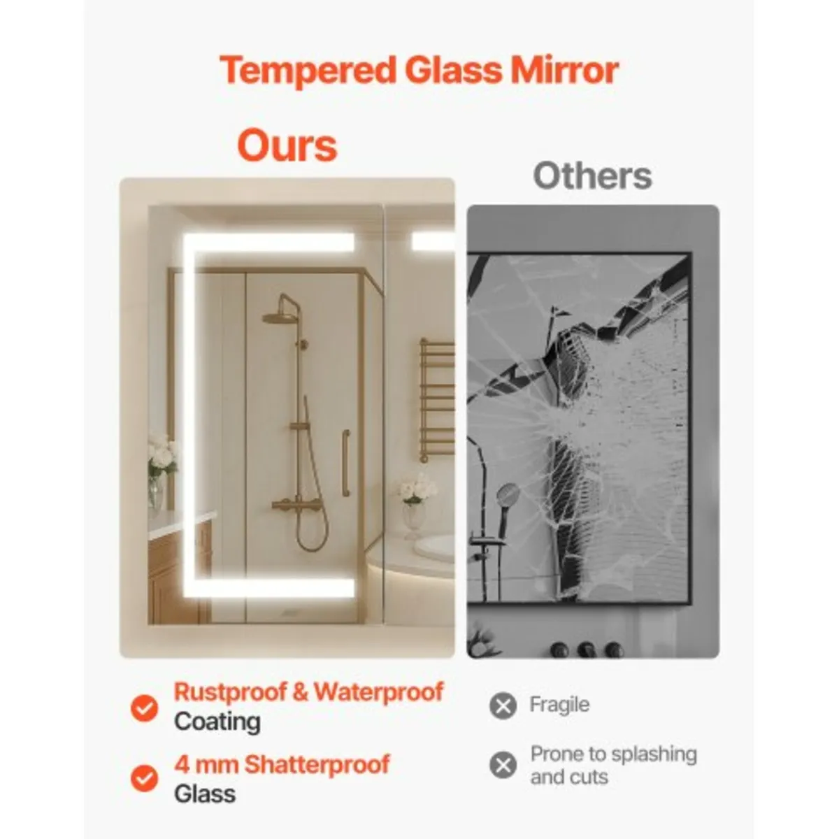 Lighted Medicine Cabinet with Mirror, 100 x 60 cm - Image 2