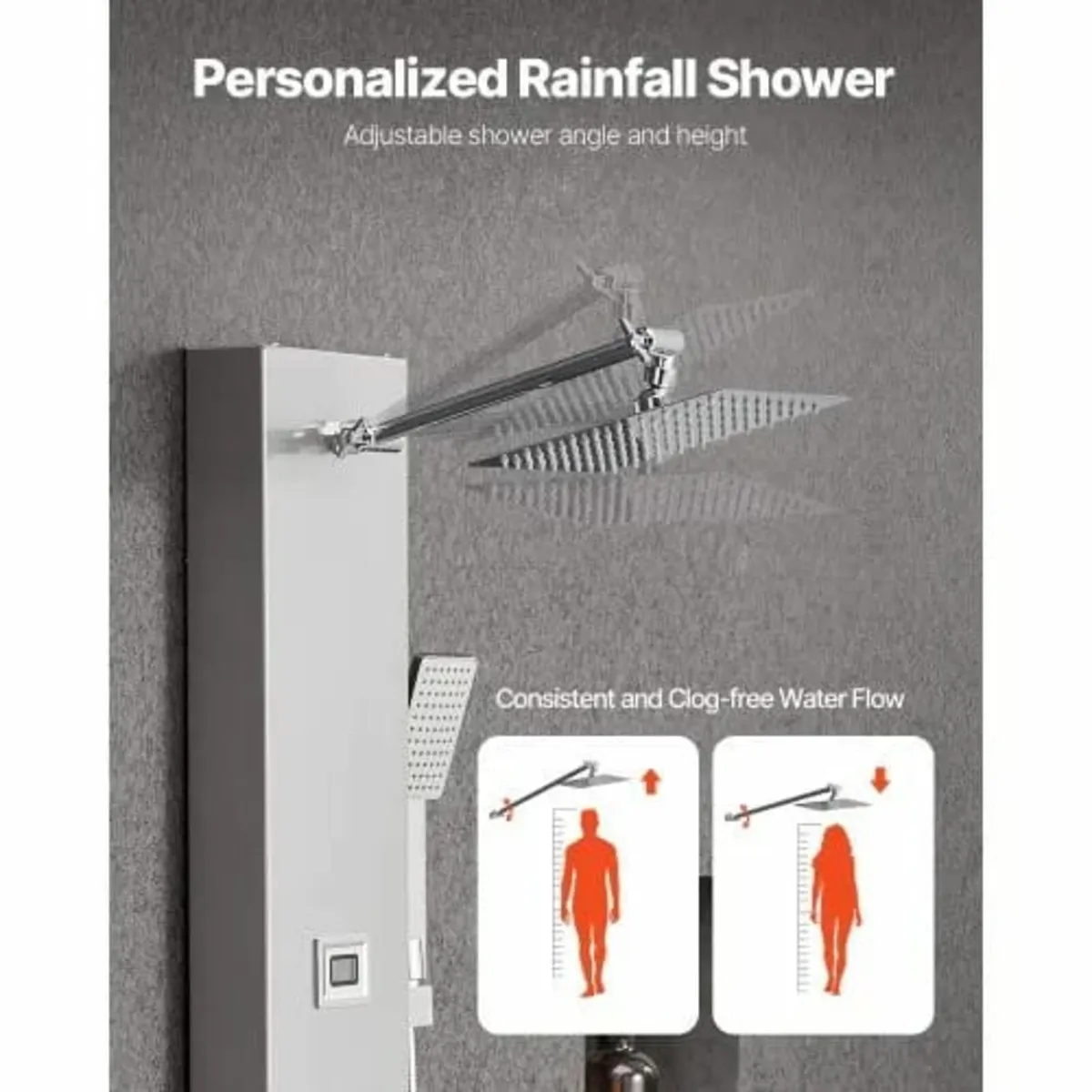 Tower System with Rainfall Shower Head, LED, 49 in - Image 2