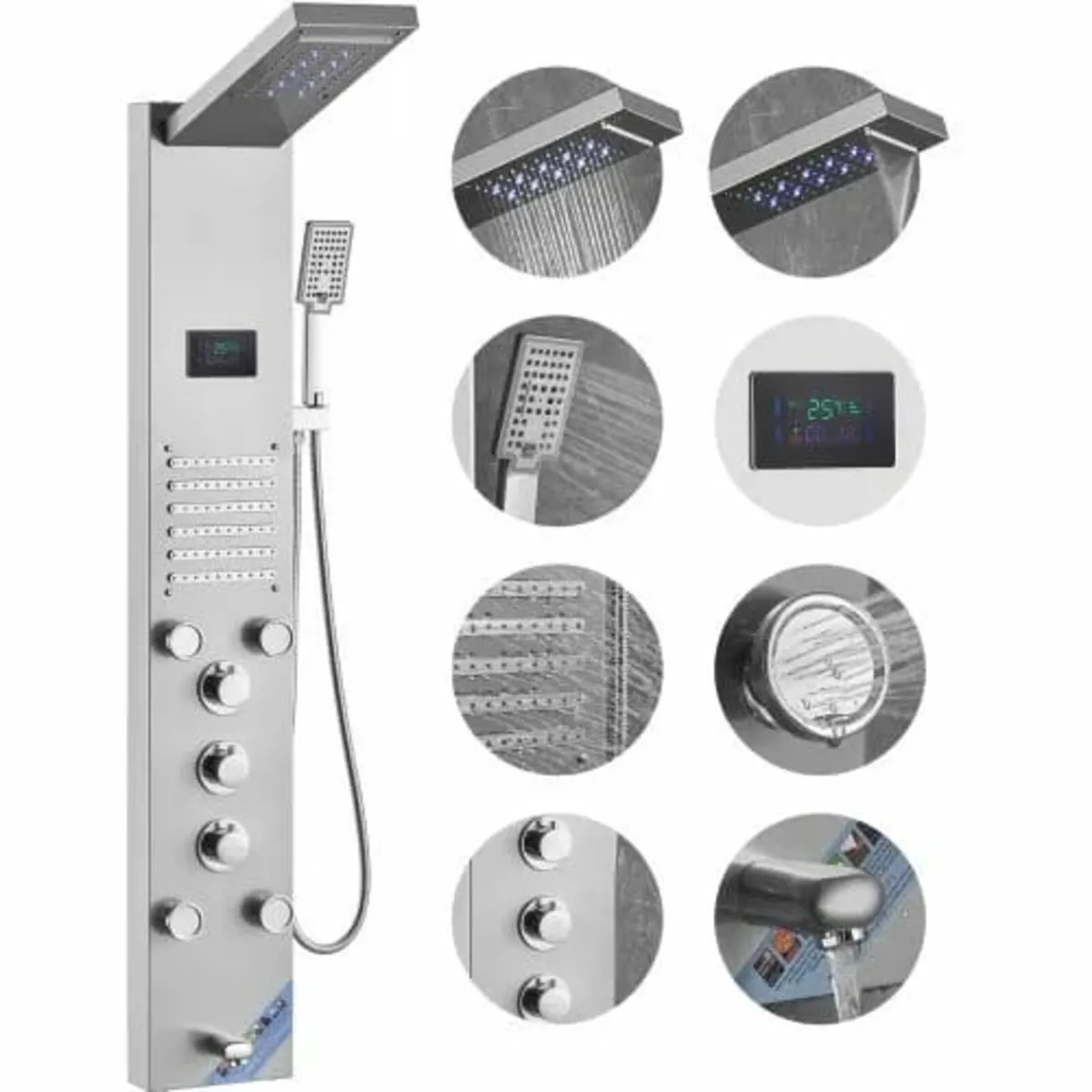 Shower Panel System, 6 Shower Modes, LED & Screen - Image 1