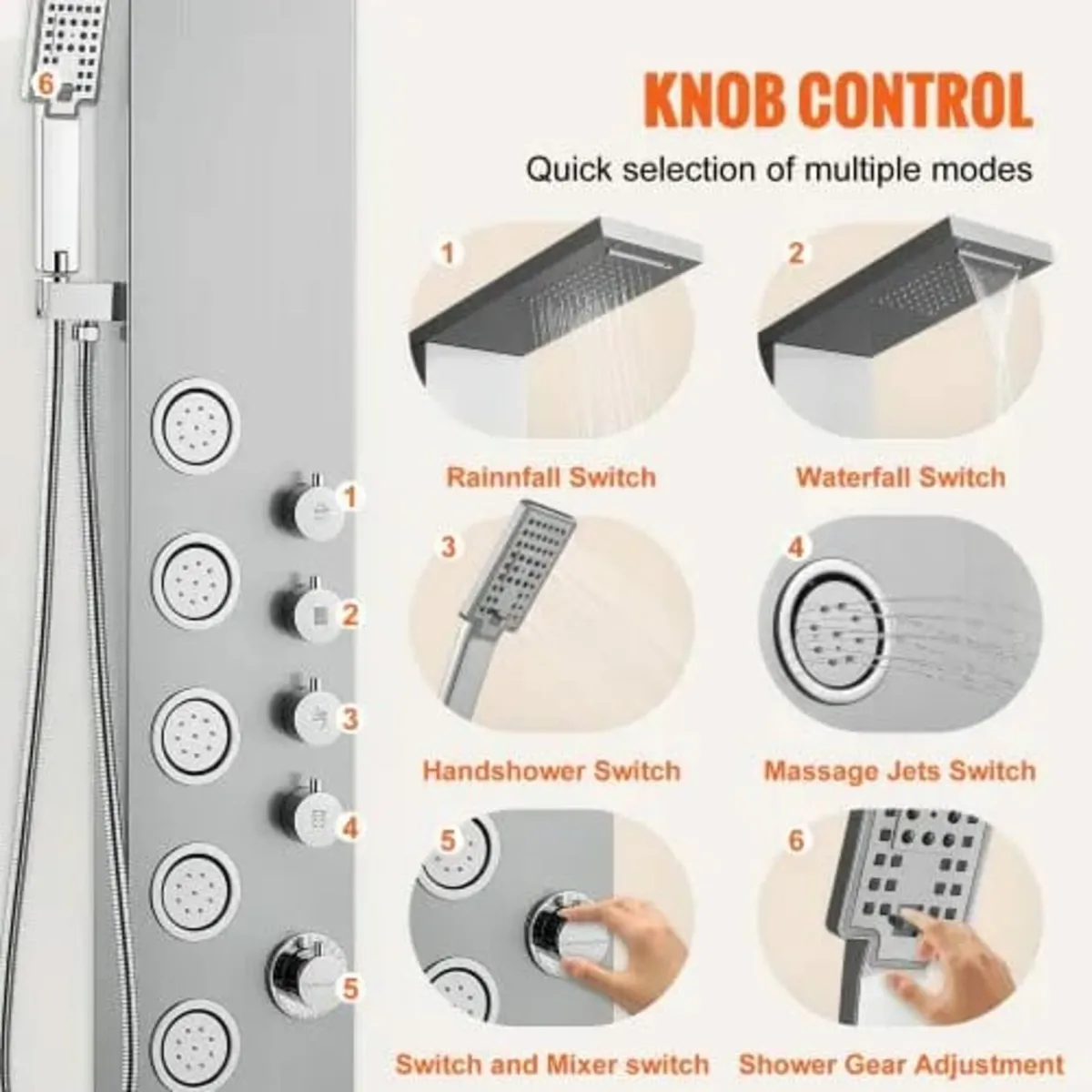 Shower Panel System, 4 Shower Modes Shower Panel T - Image 2