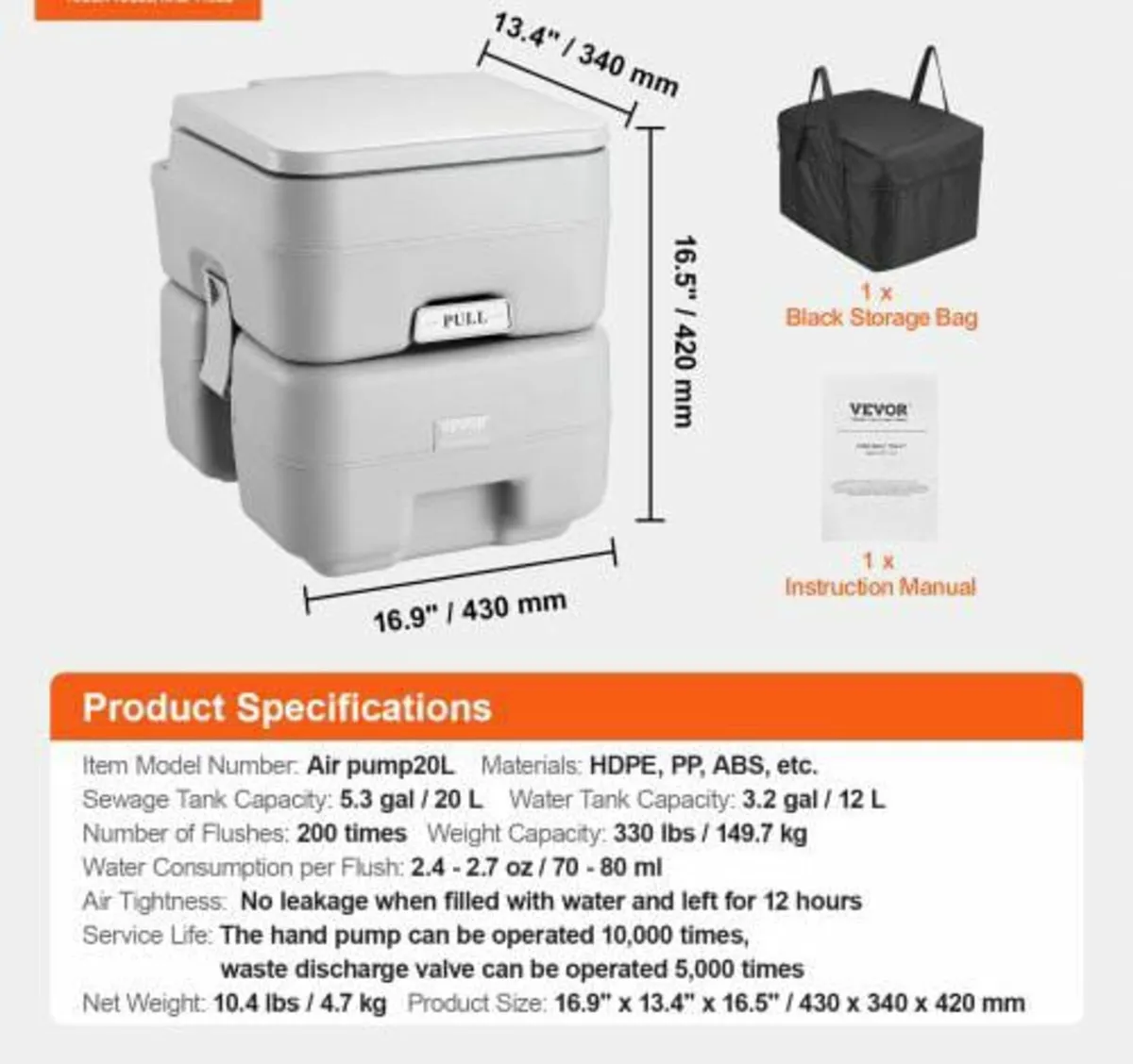 Portable Toilet Flush Travel Camping 20.1 L Commod - Image 4