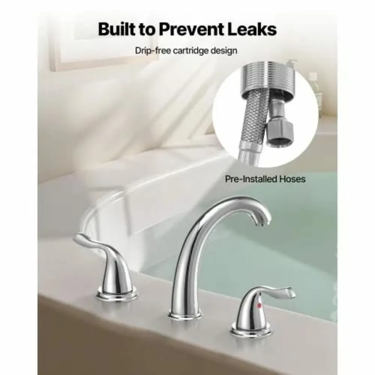 Roman Tub Faucet, 3 Hole Waterfall Bathtub Faucet, - Image 4