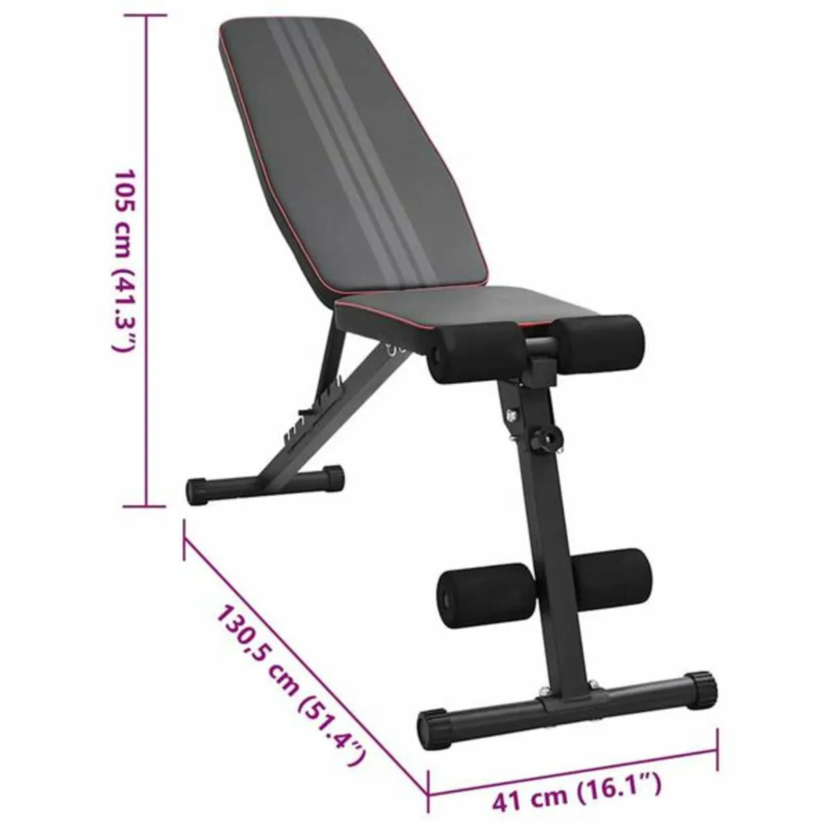 Weight Bench Manual Black 131 x 41 x 110 cm Steel - Image 3