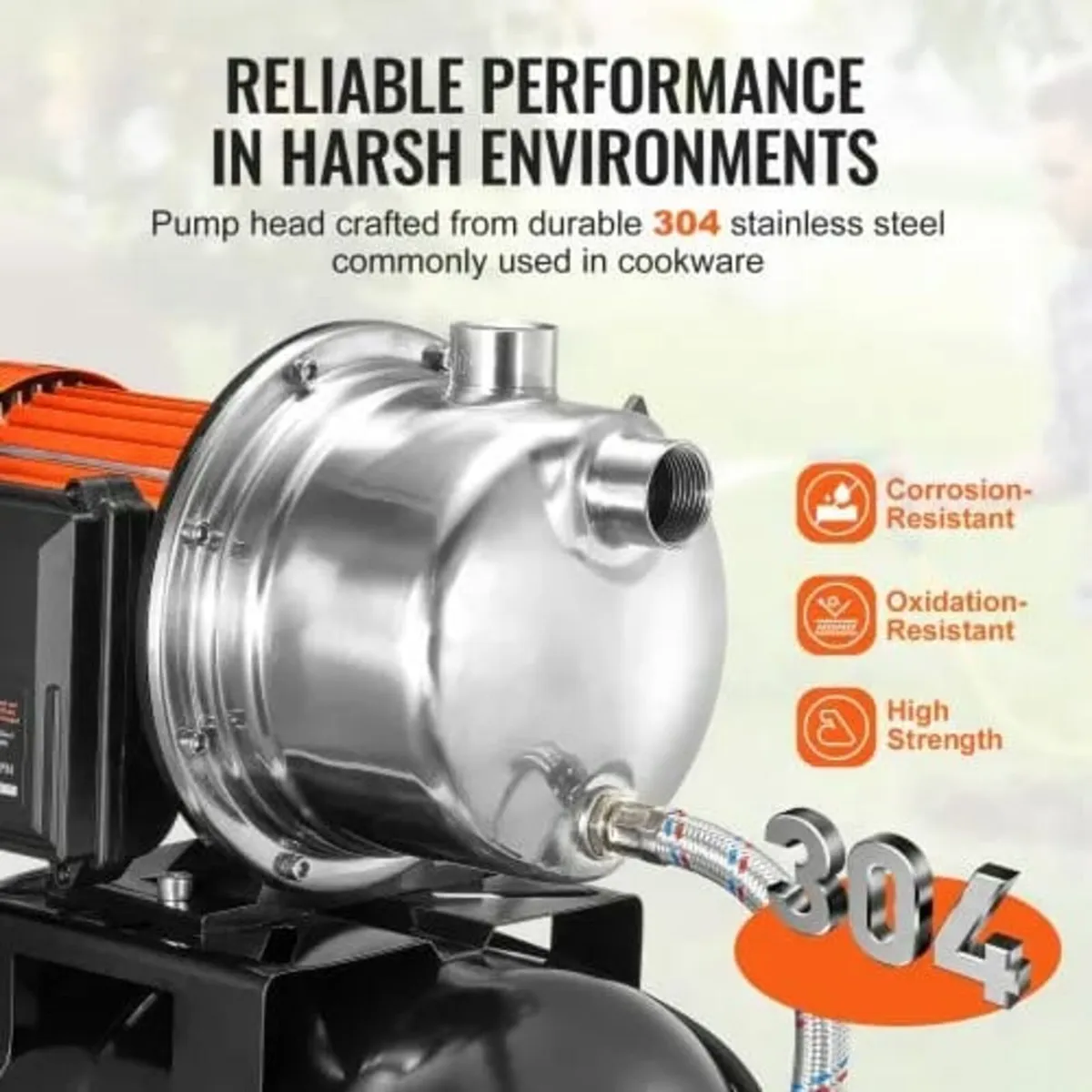 745 W(1 HP) Shallow Well Pump with Pressure Tank, - Image 2