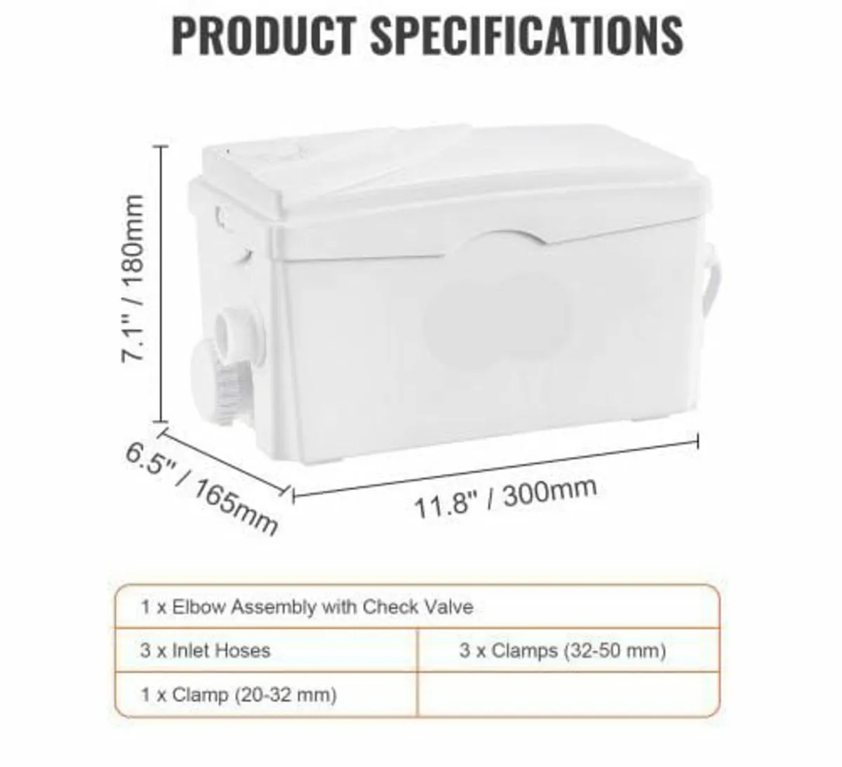 Macerator Pump, 350W, 6000 L/h Flow, 23 ft/7 m Hea - Image 4