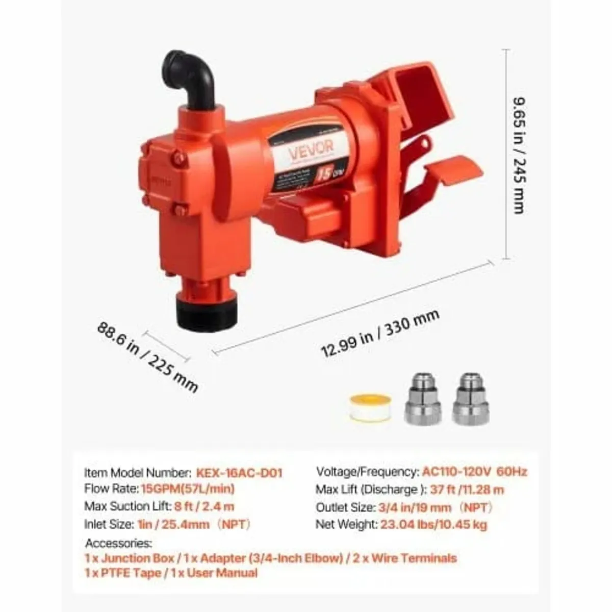 Fuel Transfer Pump 230V, 15 GPM 57 L/min, AC Elect - Image 2