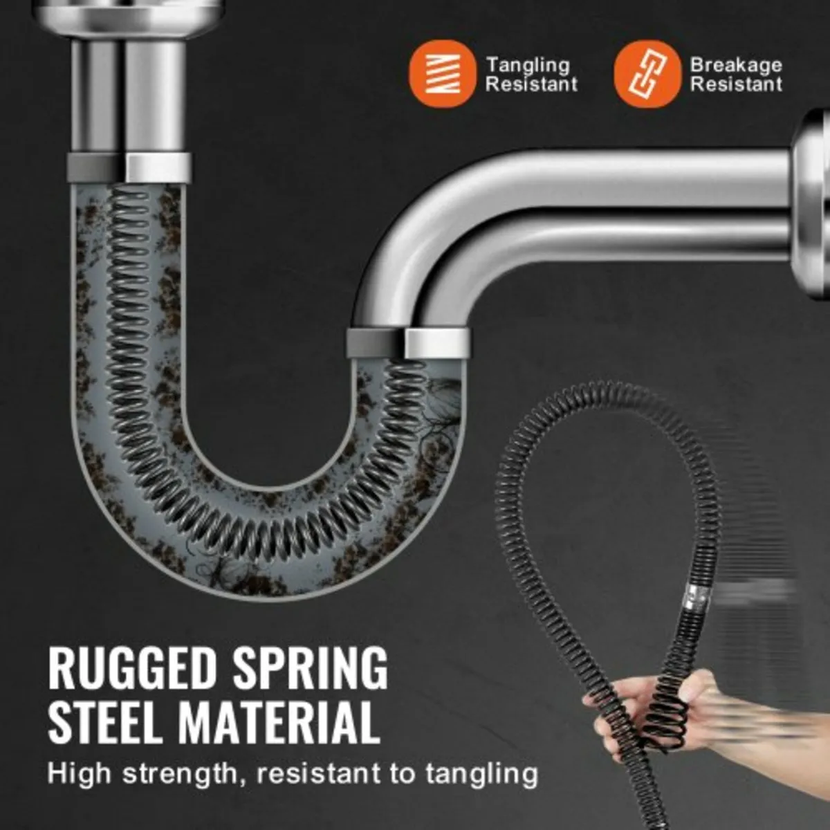 Drain Cleaning Cable 60 FT x 1-1/5 Inch, Professio - Image 2