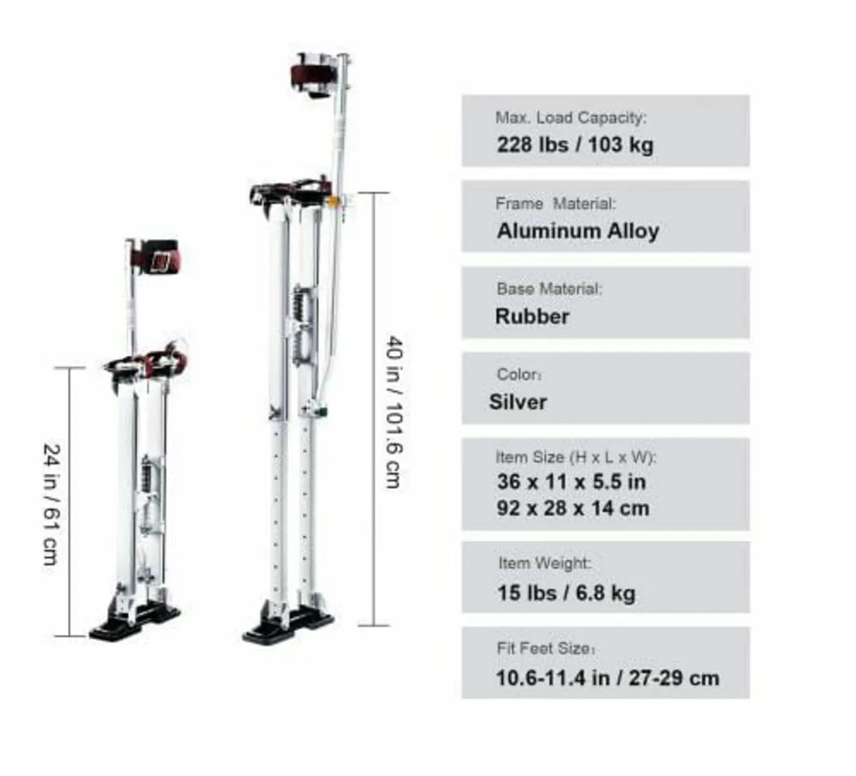 Drywall Stilts, 61 cm-102 cm Adjustable Aluminum T - Image 3
