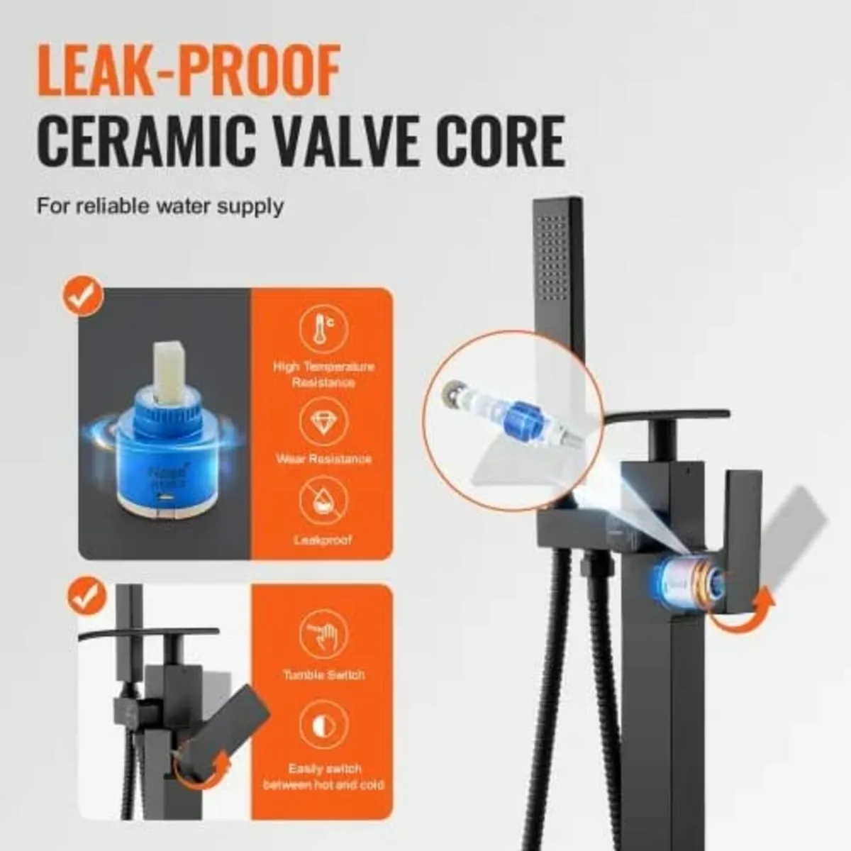 Floor Mount, Freestanding Tub Filler, Shower Mixer - Image 2