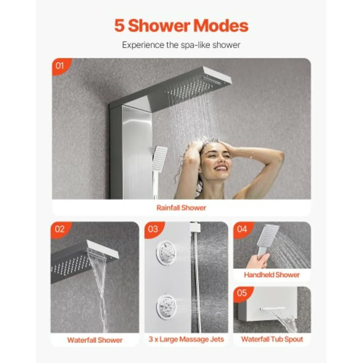 Shower Panel Tower System with Rainfall Waterfall - Image 4