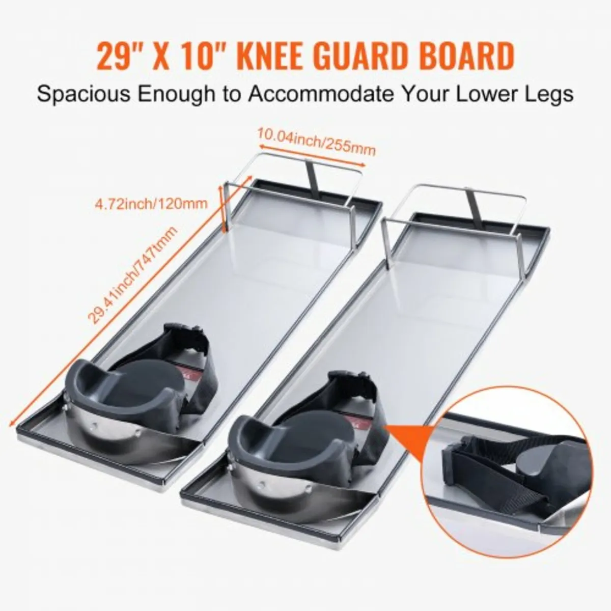 Knee Boards Stainless Steel, 30'' x 10'' Concrete - Image 3