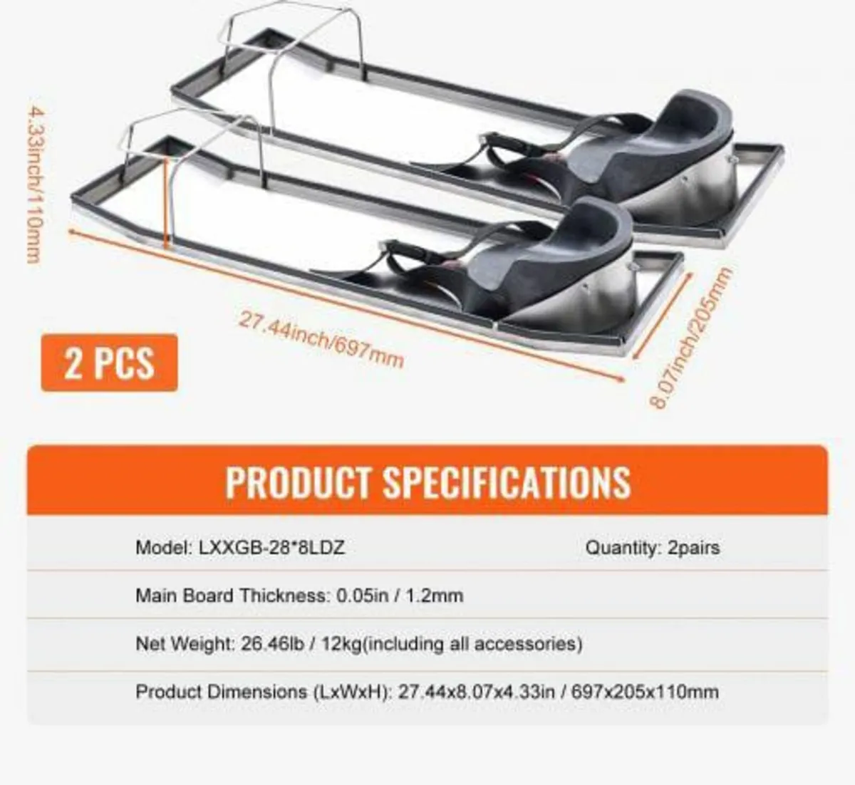 Concrete Knee Boards Stainless Steel, 28'' x 8'' C - Image 2