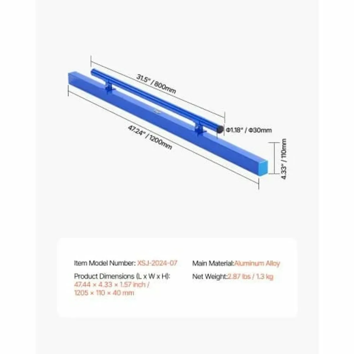 Concrete Screed, 48 Inch Screed with Level Vial, E - Image 3