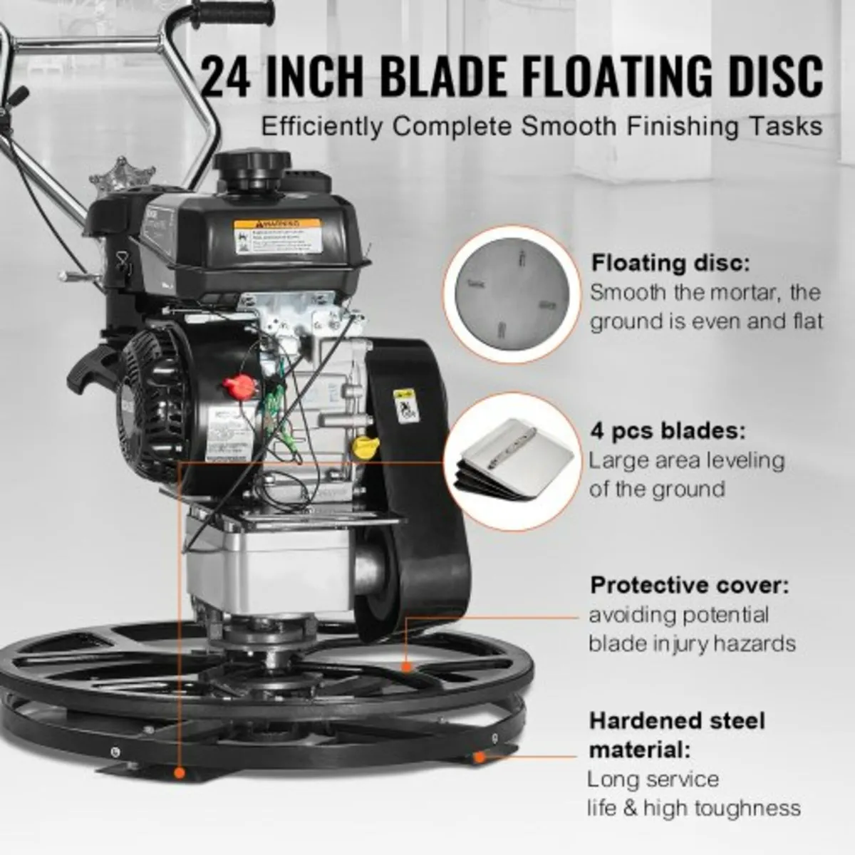 Power Trowel, 24” Walk-Behind Cement Trowel with F - Image 2