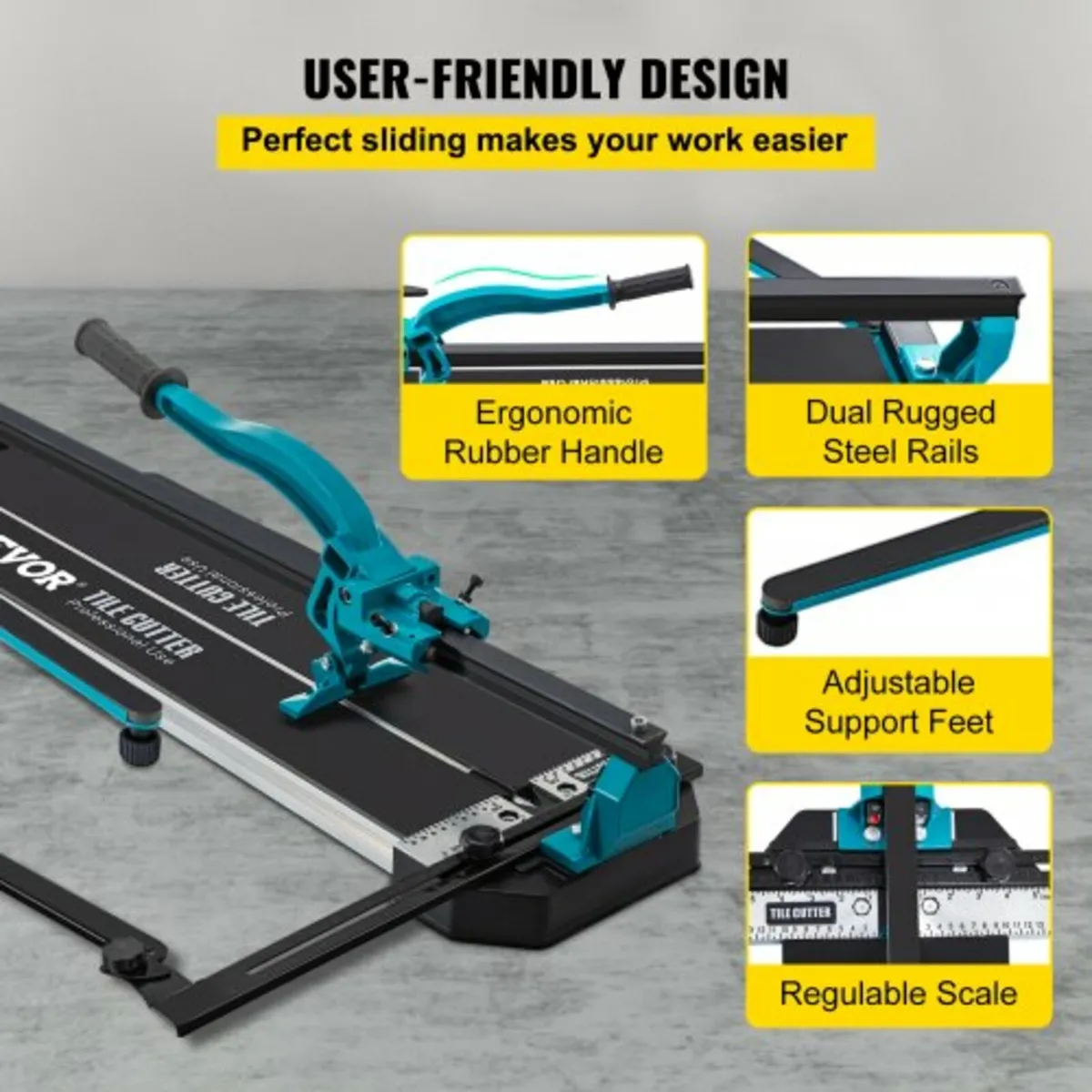 600 mm Tile Cutter Single Rail Double Brackets Man - Image 4