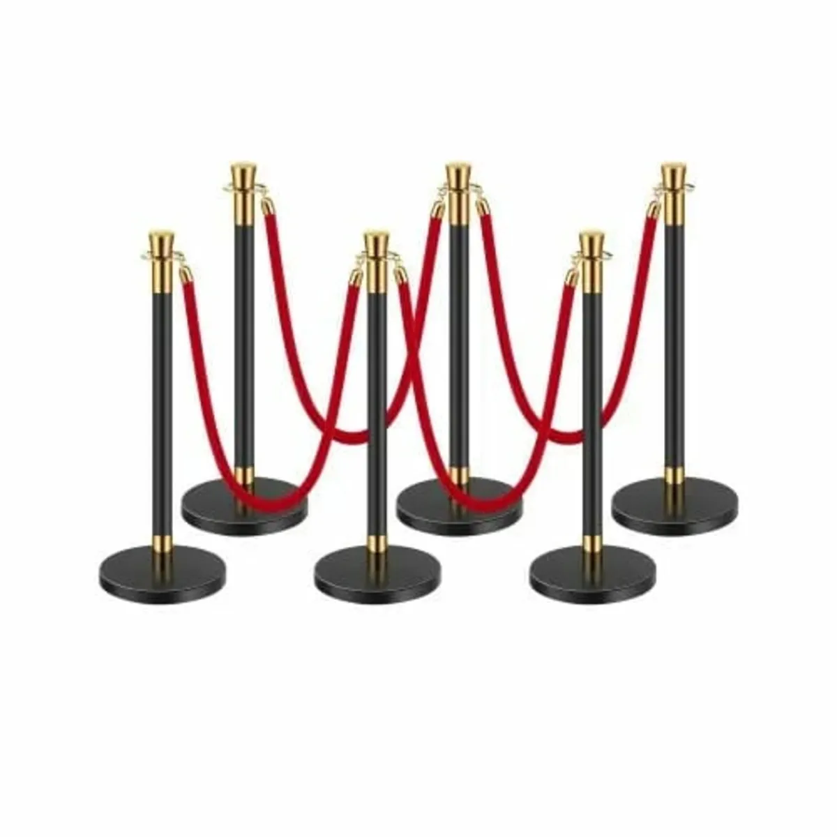 Stanchion Post, 6 Pcs Crowd Control Barrier with 4 - Image 1