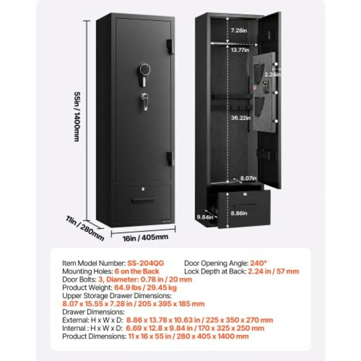 4 Gun Safe, Long Gun Cabinet for Rifles and Pistol - Image 4