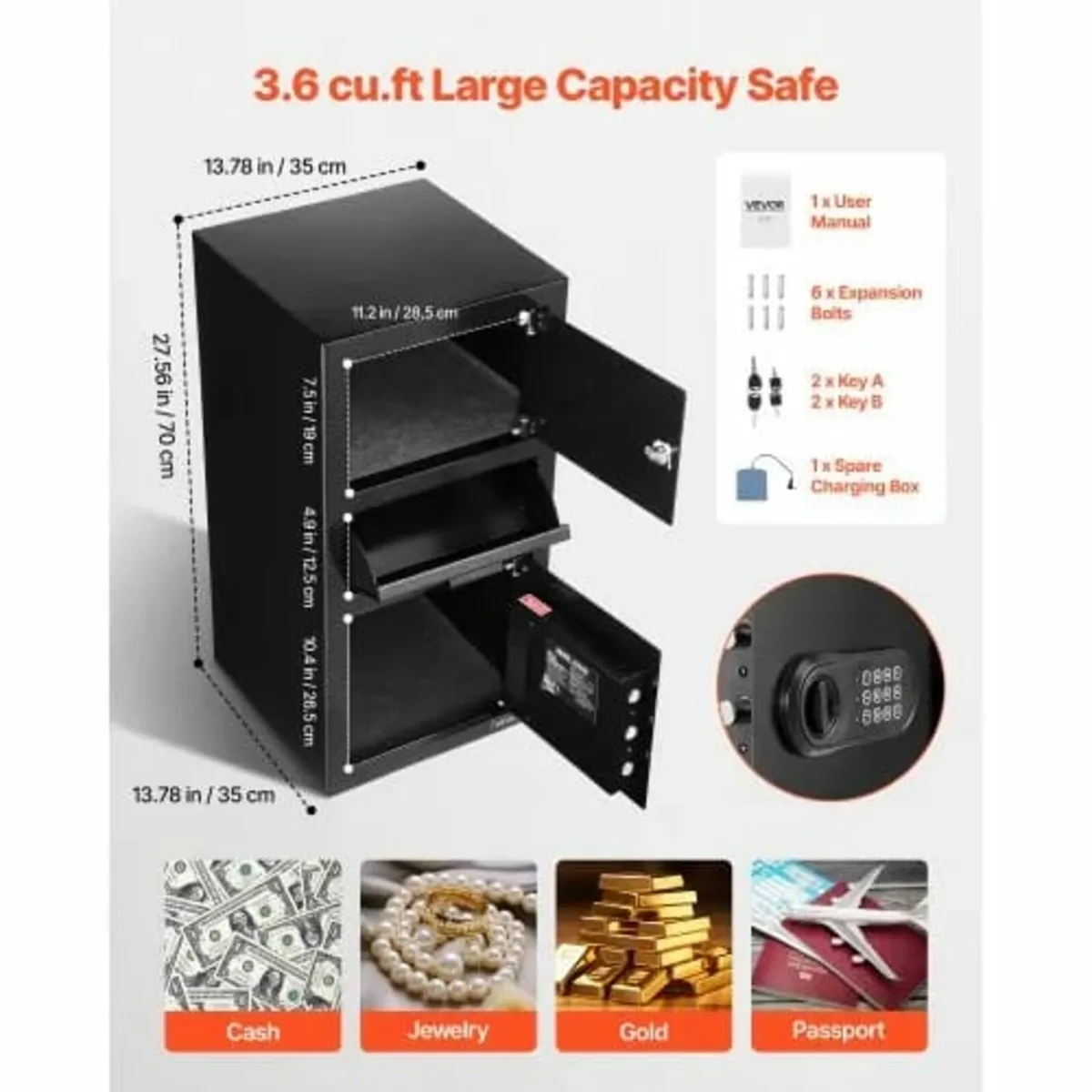 3.6 Cubic Feet Drop Safe, Large Capacity Front Dro - Image 3